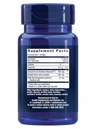 Life Extension Super Ubiquinol CoQ10 softgels close-up, premium absorption for energy.