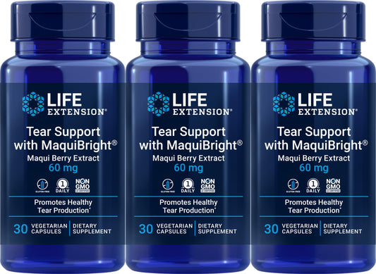 Life Extension Tear Support bottle with MaquiBright 60 mg for eye comfort and tear support.