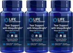 Life Extension Tear Support bottle with MaquiBright 60 mg for eye comfort and tear support.