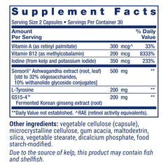 Life Extension Thyroid Support Complex with ashwagandha ingredient in view