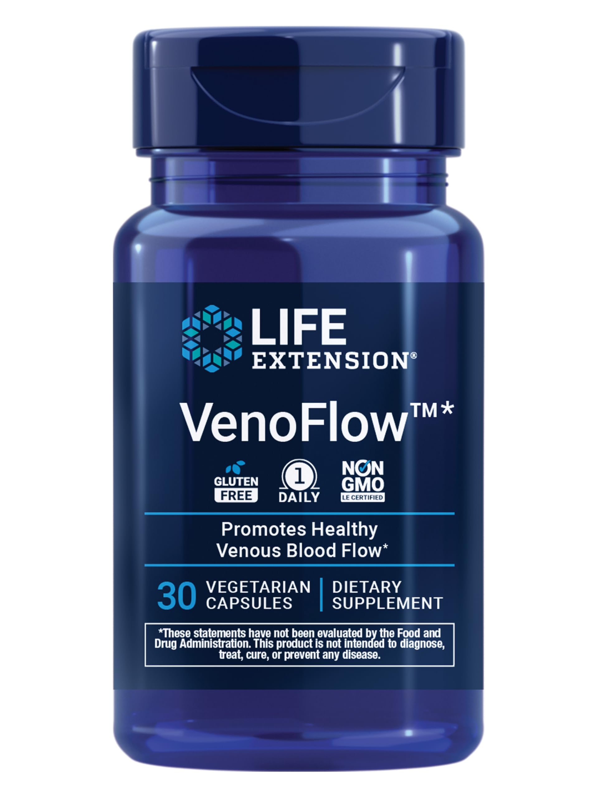 Life Extension VenoFlow bottle providing daily vascular support.