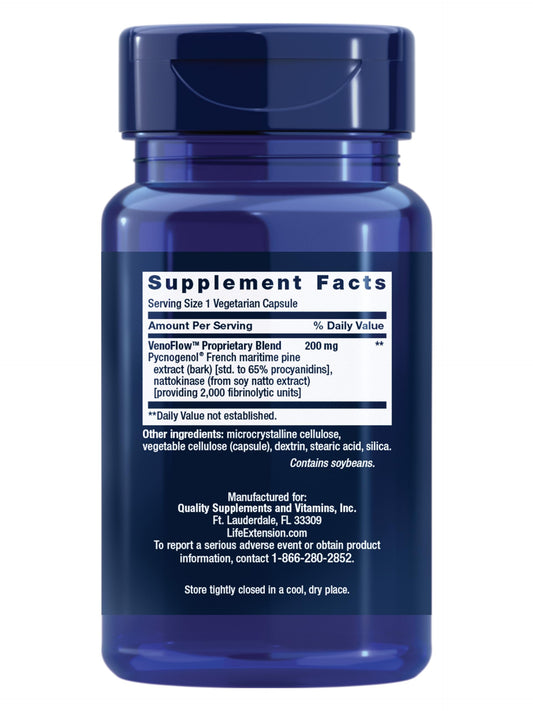 Close-up of Life Extension VenoFlow capsules for easy daily intake.