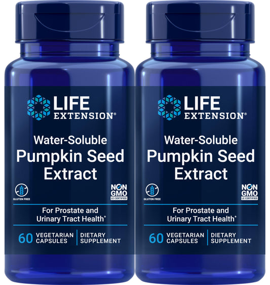 Life Extension water-soluble pumpkin seed extract bottle for daily supplementation.