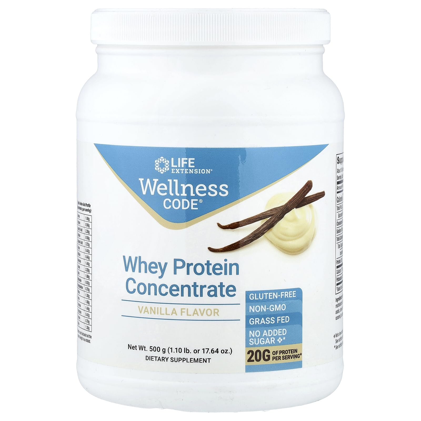 Life Extension Wellness Code whey bottle vanilla for smooth daily protein intake