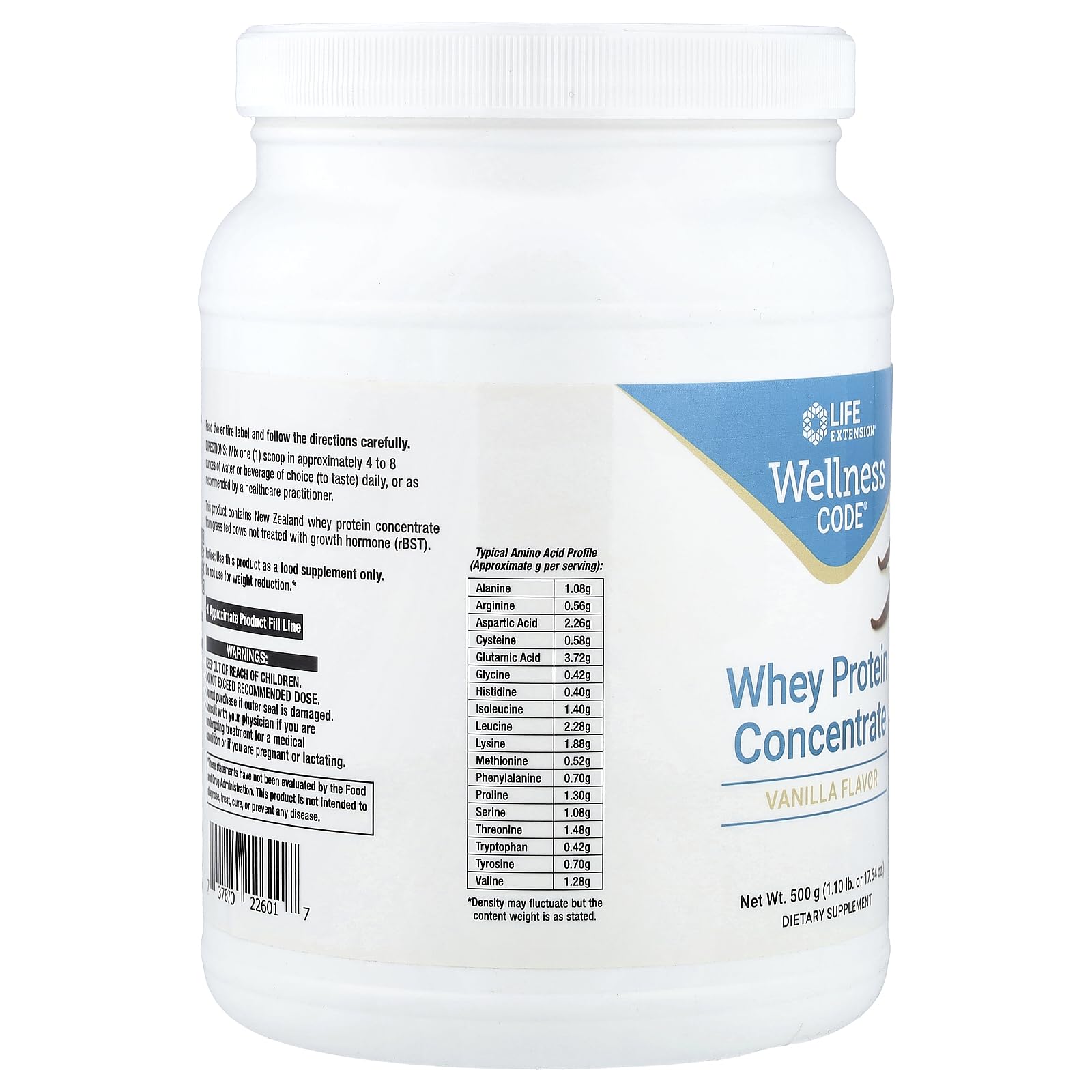 Life Extension Wellness Code whey scoop vanilla ideal for shakes and meals