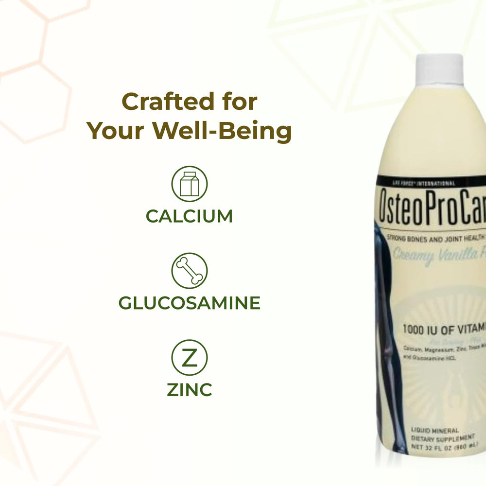Life Force OsteoProCare glucosamine chondroitin liquid highlights joint flexibility support