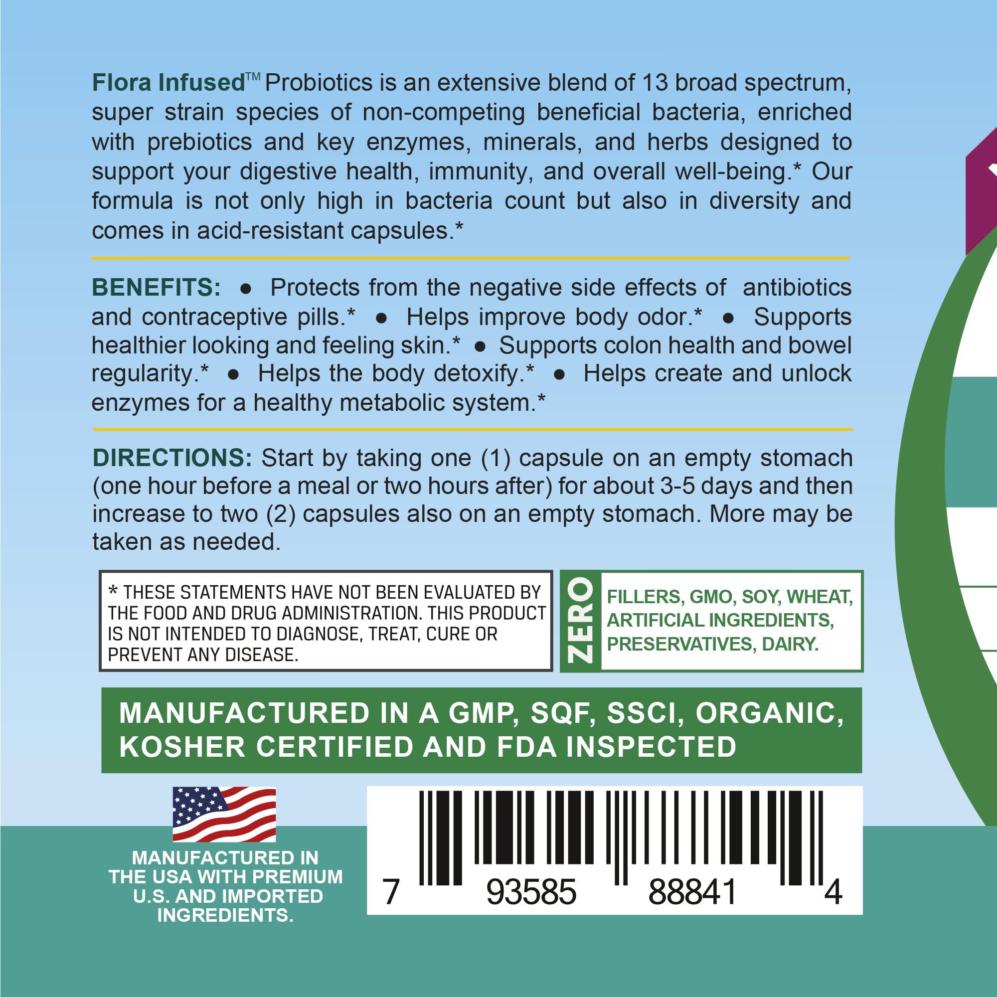 Life Infused Flora Infused Probiotics daily use capsules for everyday routine