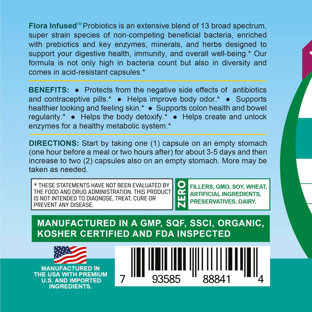 Life Infused Flora Infused Probiotics daily use capsules for everyday routine