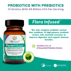 Life Infused Flora Infused Probiotics prebiotic and enzyme blend aiding nutrient breakdown