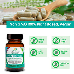 Life Infused Flora Infused Probiotics vegan formula label, dairy-free and clean ingredients