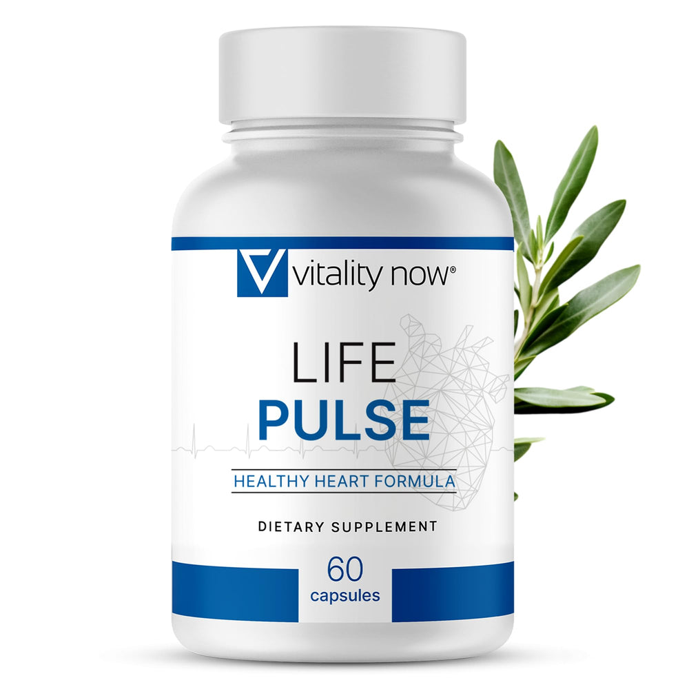 Vitality Now Life Pulse bottle with hawthorn berry capsules for heart support