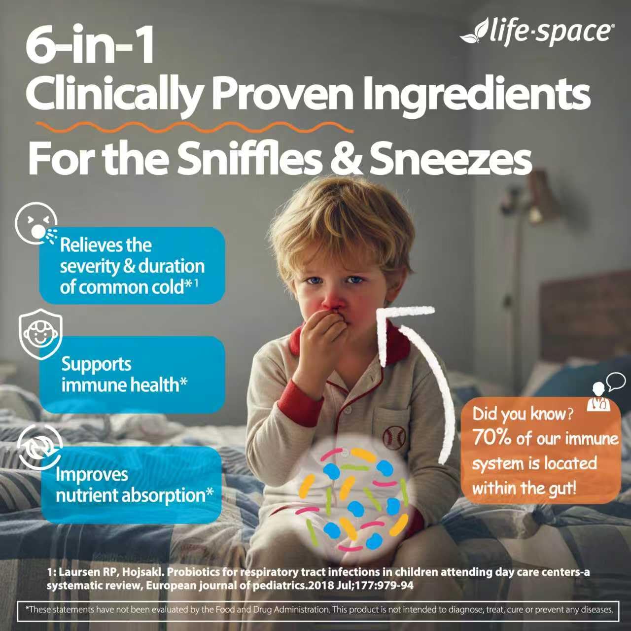 Life-Space Children Immune Support bottle label shows 12 Billion CFU per serving