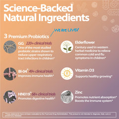 Life-Space Children Immune Support powder being dispensed for easy dosing