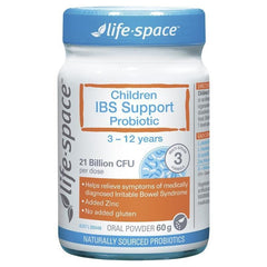 Life-Space LGG and L. plantarum bottle label – supports gut balance in kids.