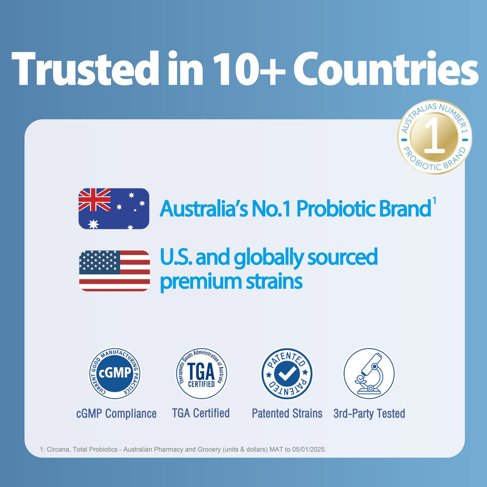 Life-Space Probiotic made in Australia seal reflects production standards.