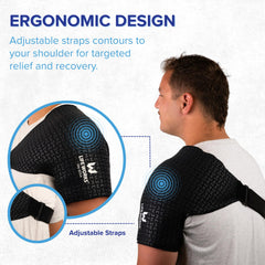 Life Works Shoulder Ice Gel Pack double-layer gel keeps cold longer for extended sessions.