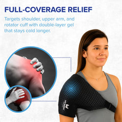 Life Works Shoulder Ice Gel Pack reversible design fits left or right shoulder for flexibility.