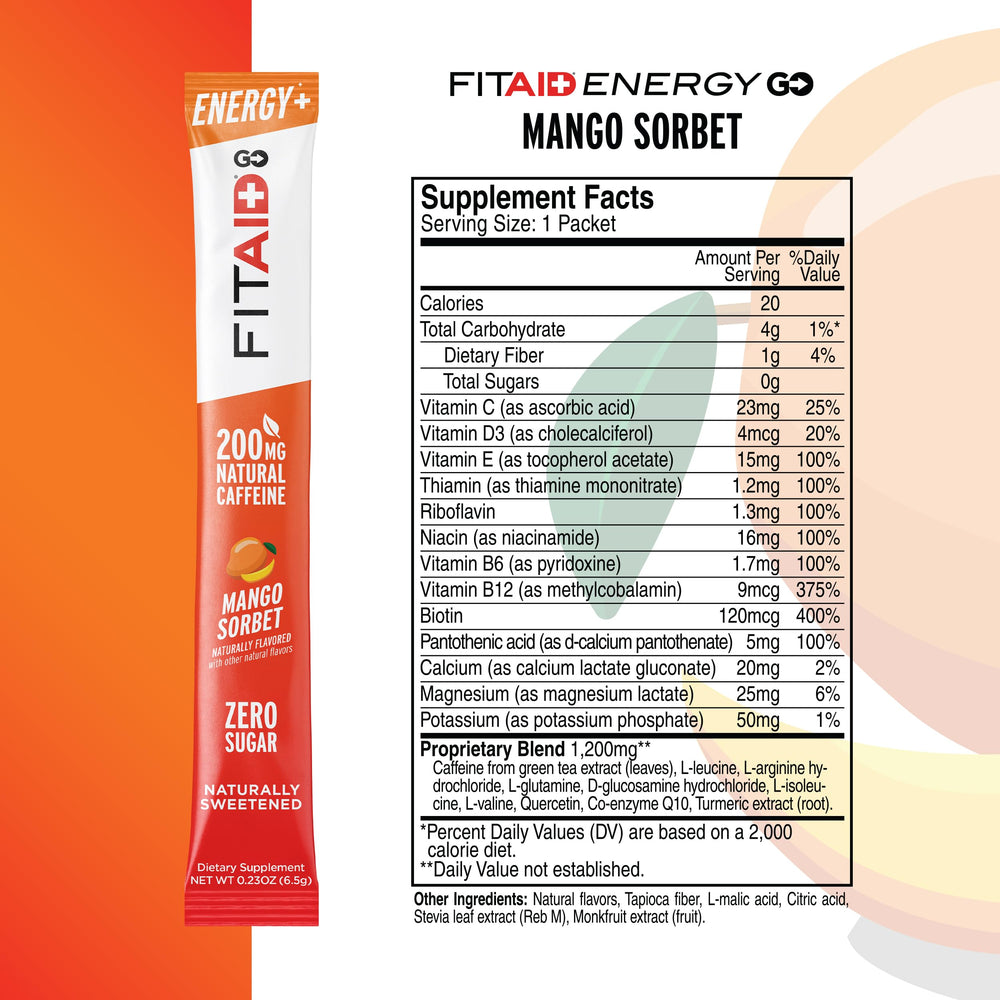 LIFEAID FITAID Energy GO zero sugar formula supports keto-friendly daytime energy