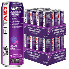 LIFEAID FITAID Energy Grape Acai can front, 200mg caffeine for pre-workout energy