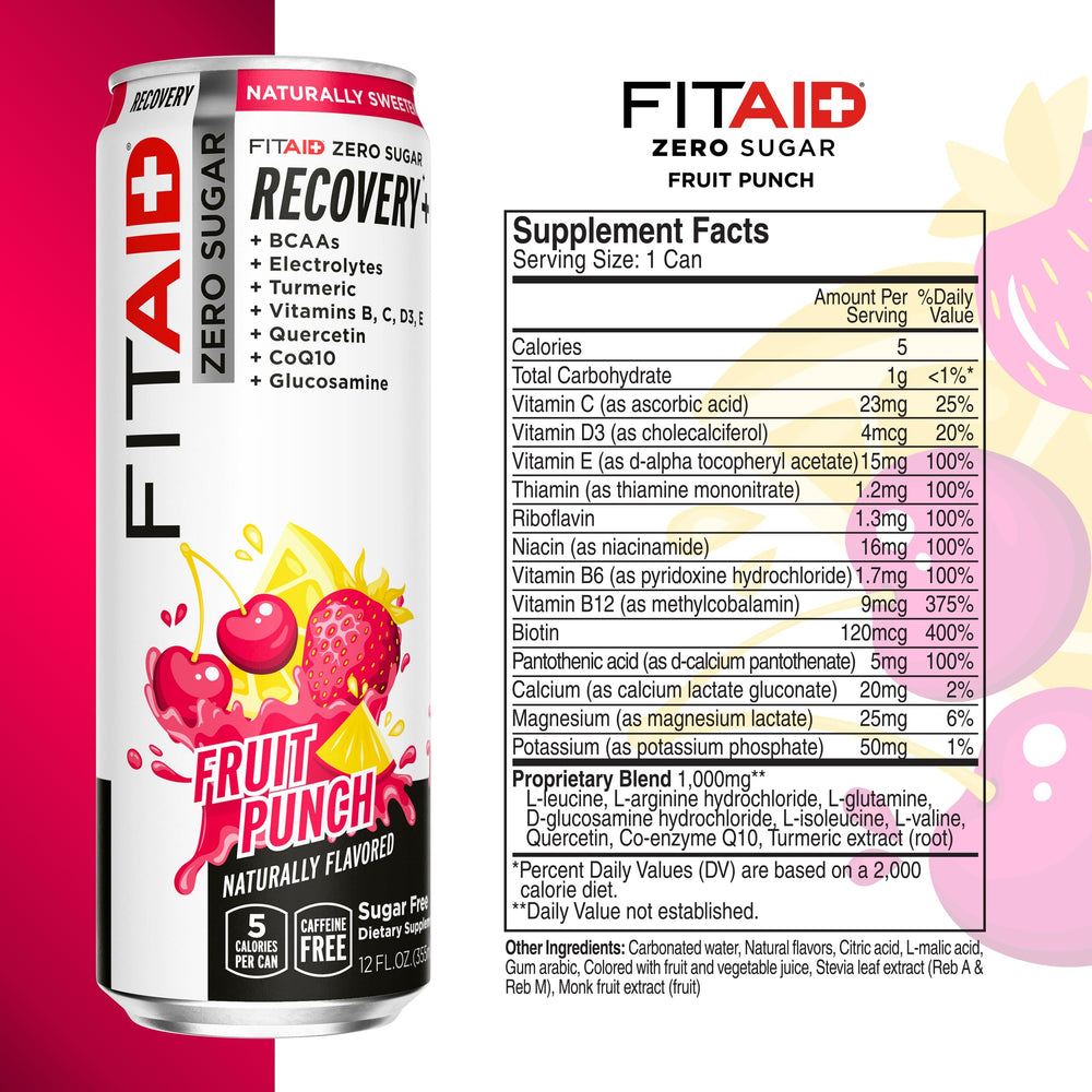 LifeAID Fitaid recovery drink label shows zero sugar and vegan formula