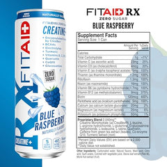 FITAID RX Zero Sugar bottle back with nutrition information and ingredients