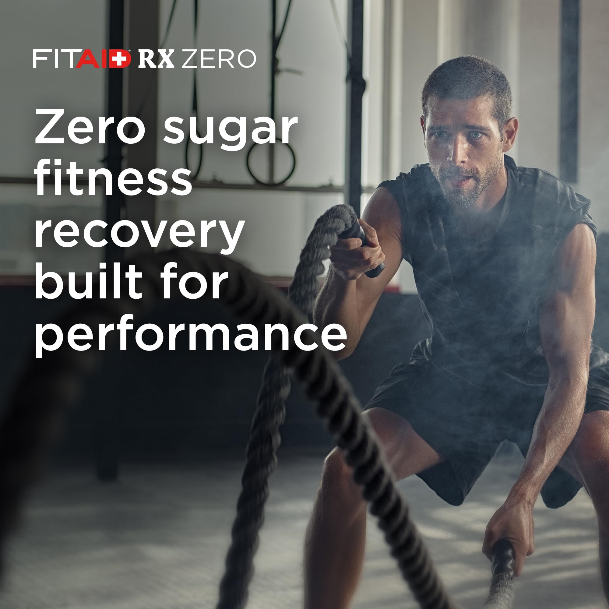Graphic icon emphasizing natural caffeine and clean energy in FITAID RX Zero Sugar