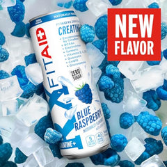 LifeAid FITAID RX Zero Sugar glass pour shows refreshing blue raspberry flavor