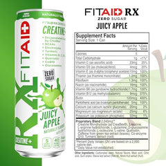 Ingredient icons for FITAID RX Zero Sugar highlighting BCAAs, creatine, electrolytes