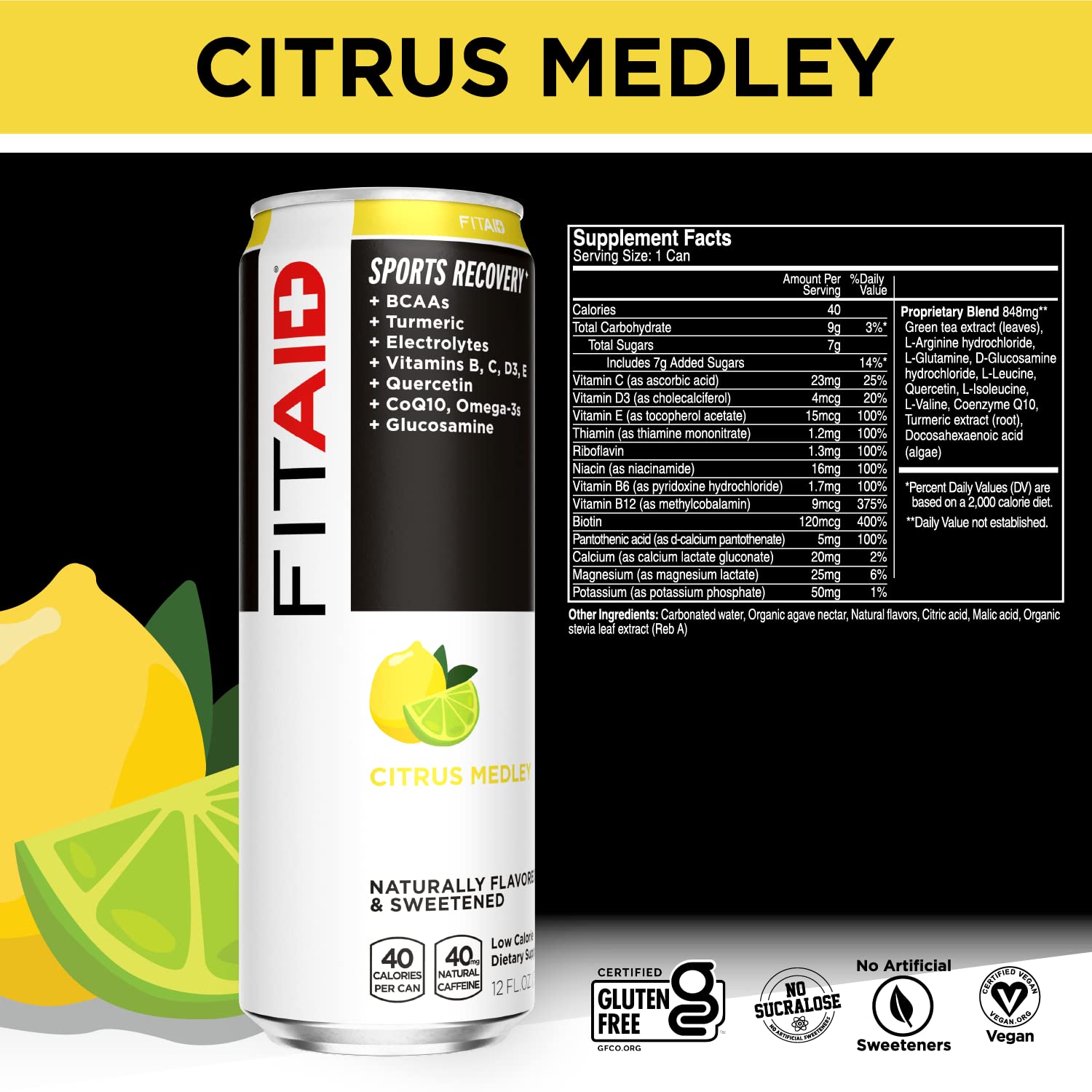 Rainbow pack front display showing multiple FITAID blends.