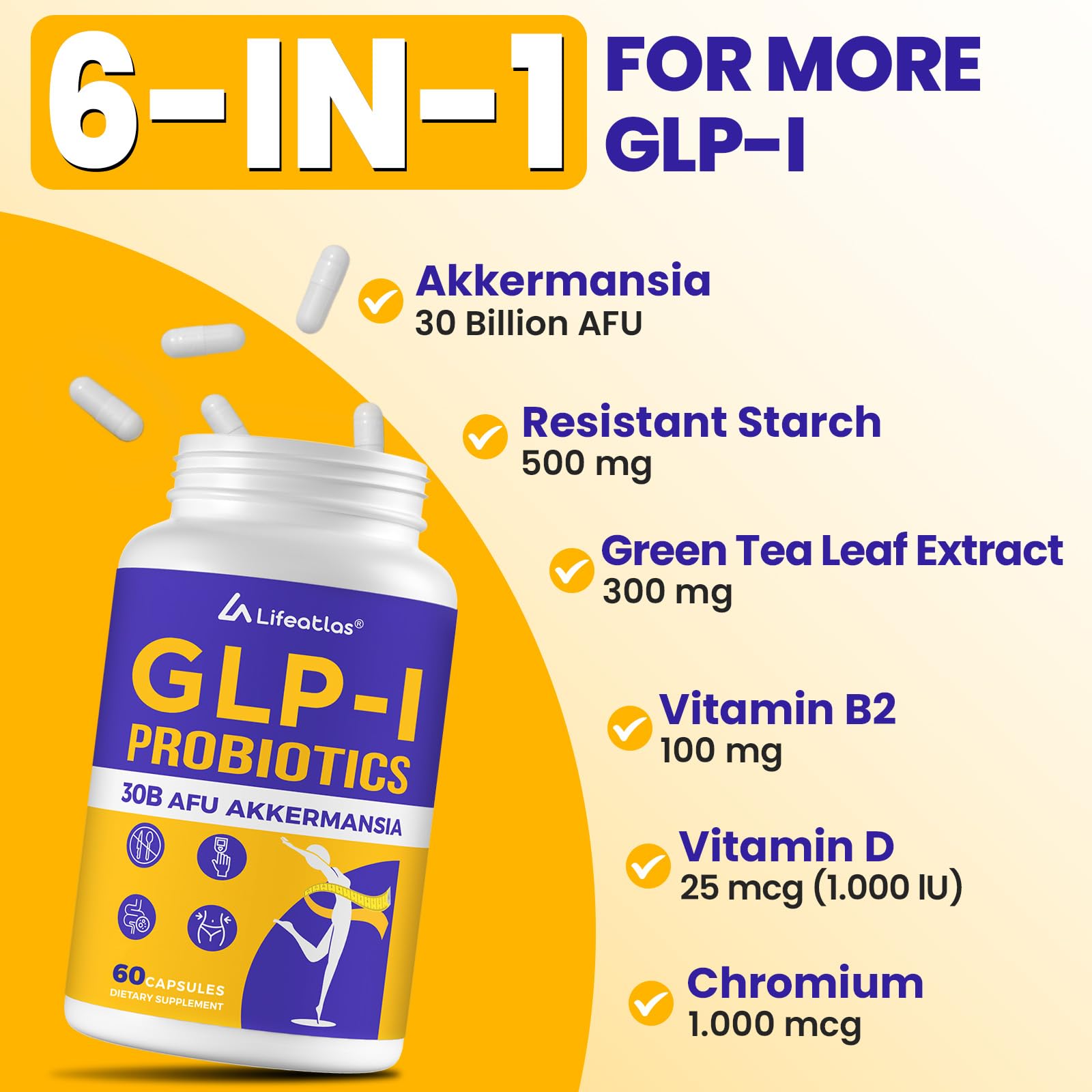 Lifeatlas GLP-I packaging-detail shows vegan, non-GMO, gluten-free features.