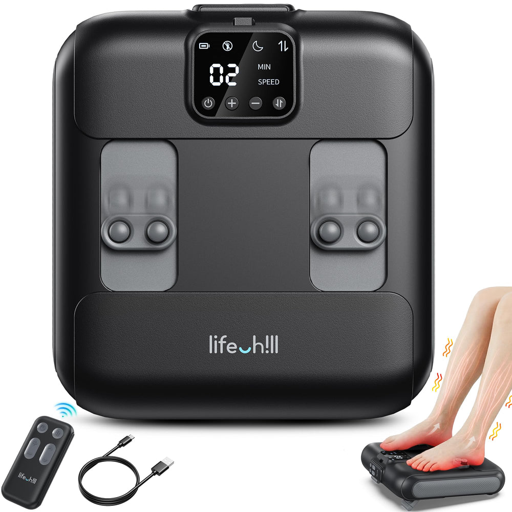 Lifechill foot massager with remote control for easy, hands-free adjustments and settings.