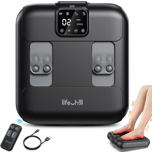 Lifechill foot massager with remote control for easy, hands-free adjustments and settings.