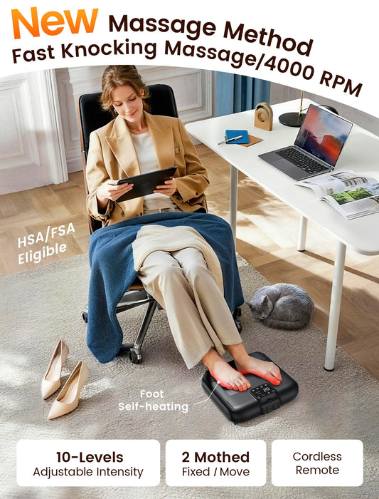Lifechill upgraded 2026 foot massager showcasing modern design and remote use.