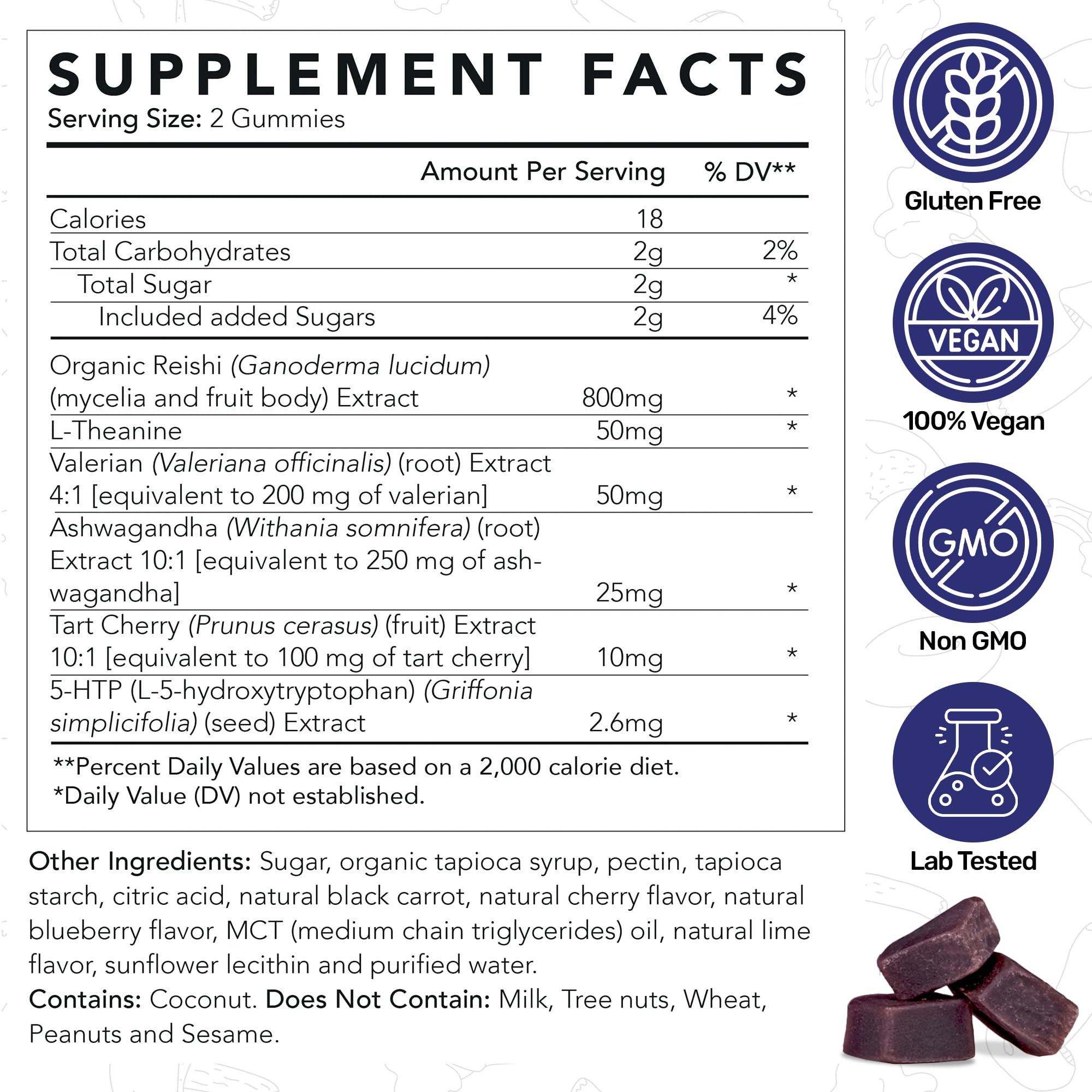 Close-up of Life Cykel PM Rest & Sleep gummies with cherry lime flavor.