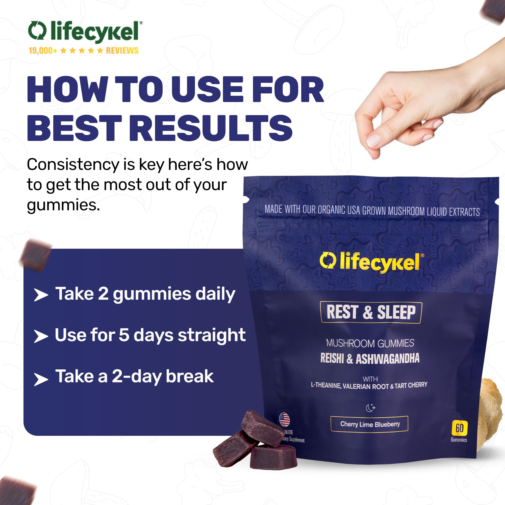 Life Cykel PM Rest & Sleep vegan label shown supports plant-based choice.