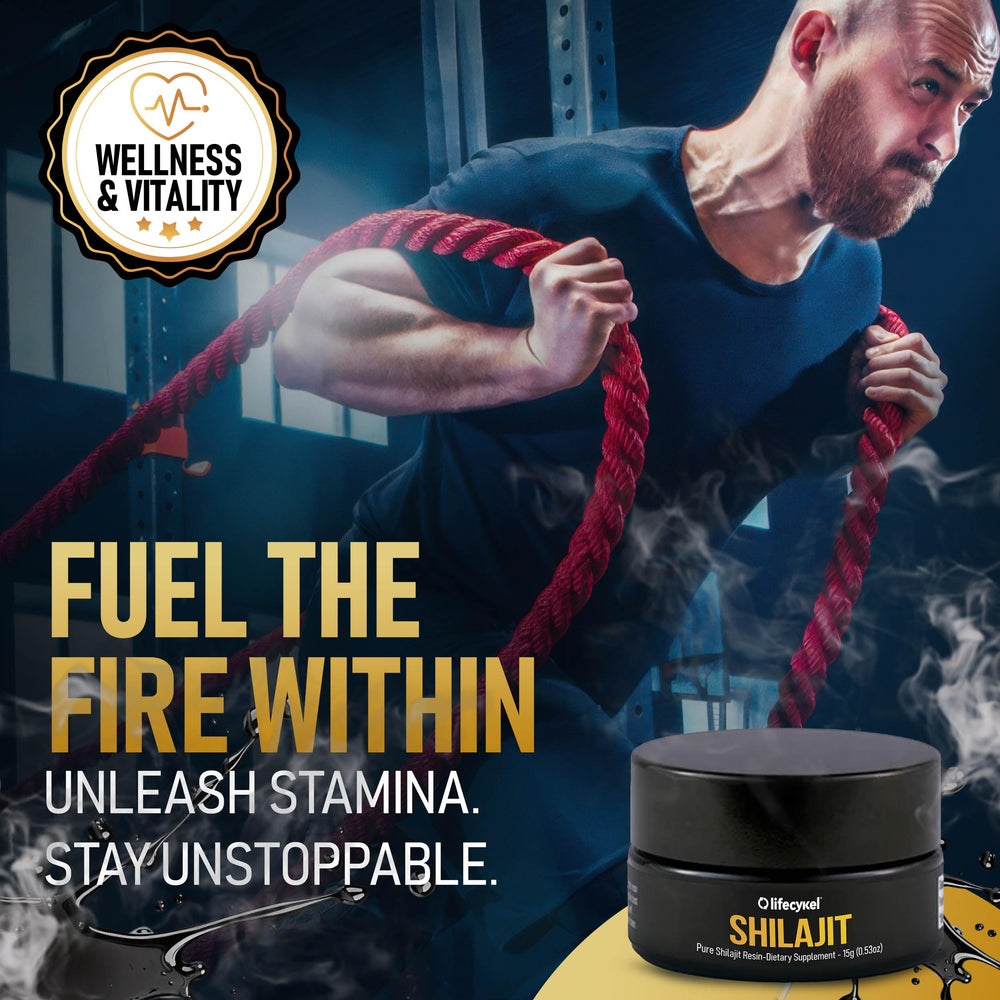 Life Cykel Pure Shilajit Resin poured into tea for easy intake.