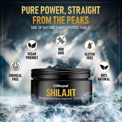 Life Cykel Pure Shilajit Resin bottle highlighting strength and endurance potential.