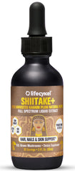 Life Cykel shiitake extract bottle closeup highlighting skin and nails support.