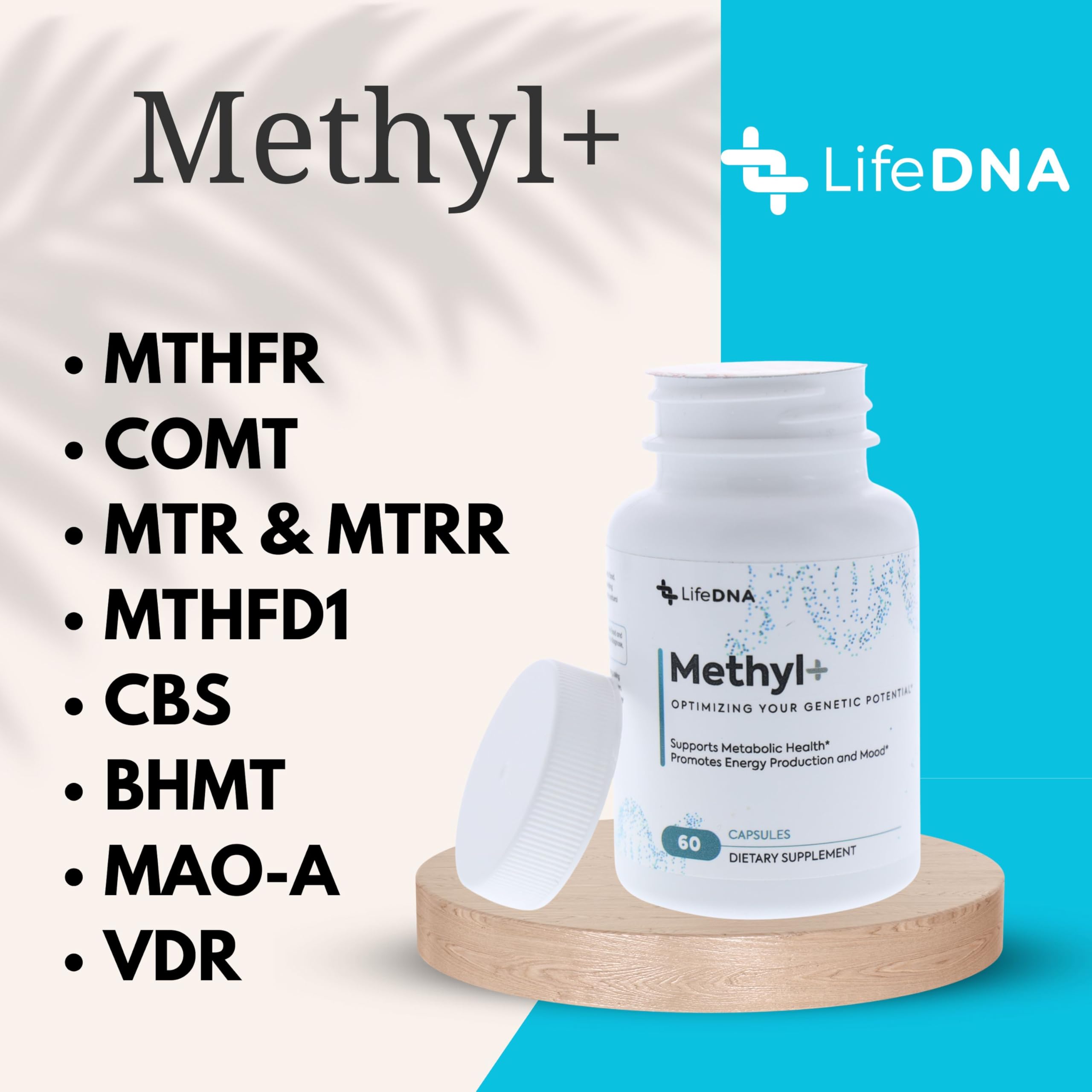 LIFEDNA Methyl TMG 650mg tablet visual indicating homocysteine-support potential