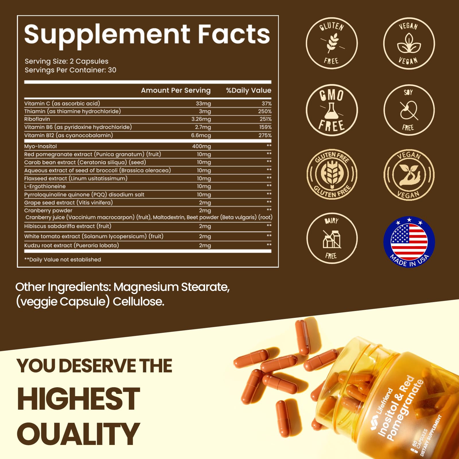 LIFEFRIEND vegan GMO-free label emphasizes clean, plant-based formula.