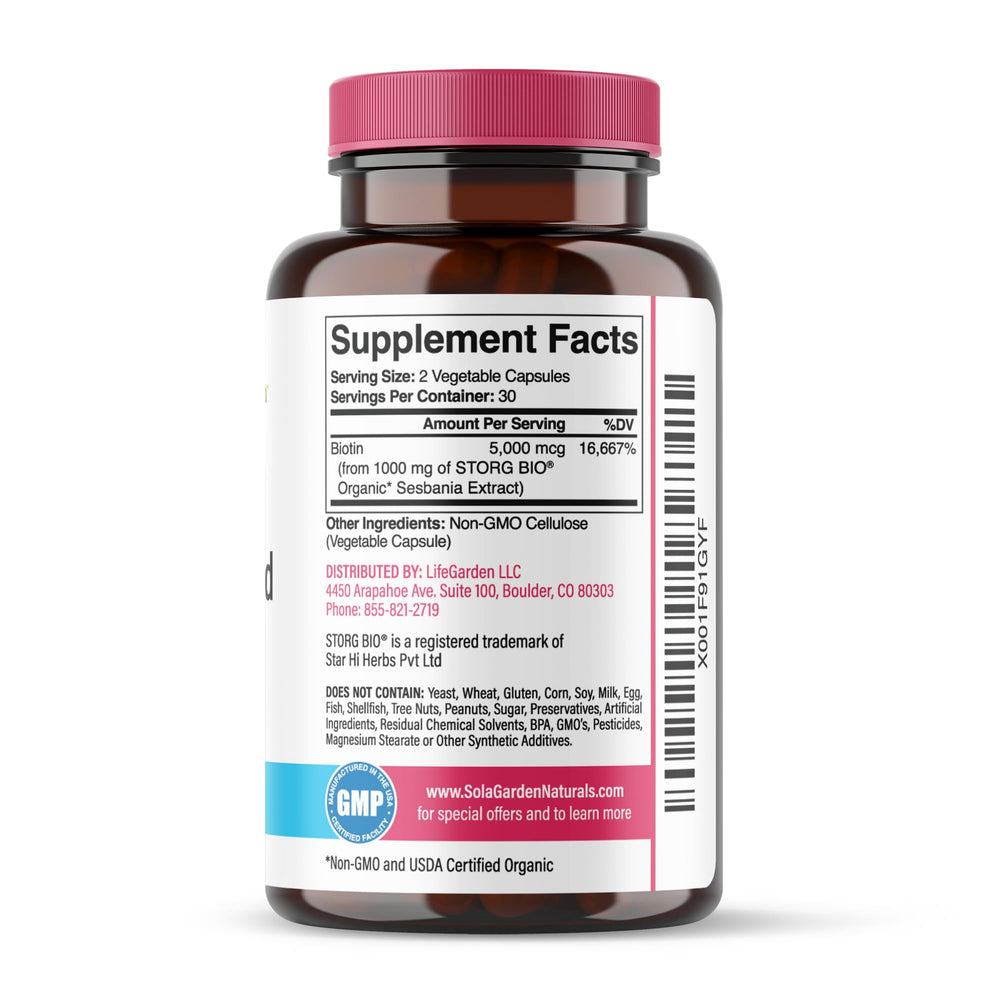 LifeGarden Naturals 5000 mcg per serving biotin detail