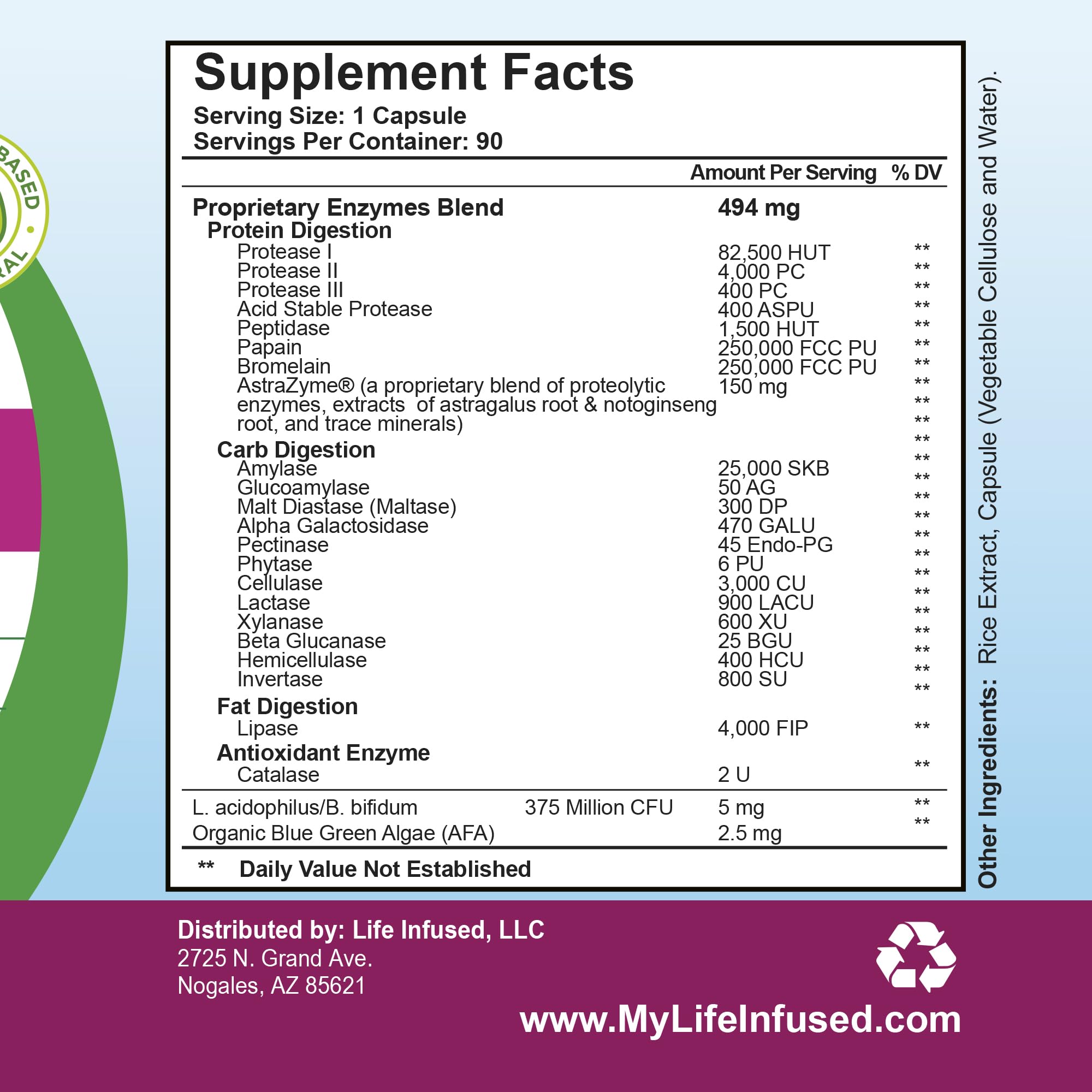 Life Infused bottle with water suggesting easier nutrient absorption.