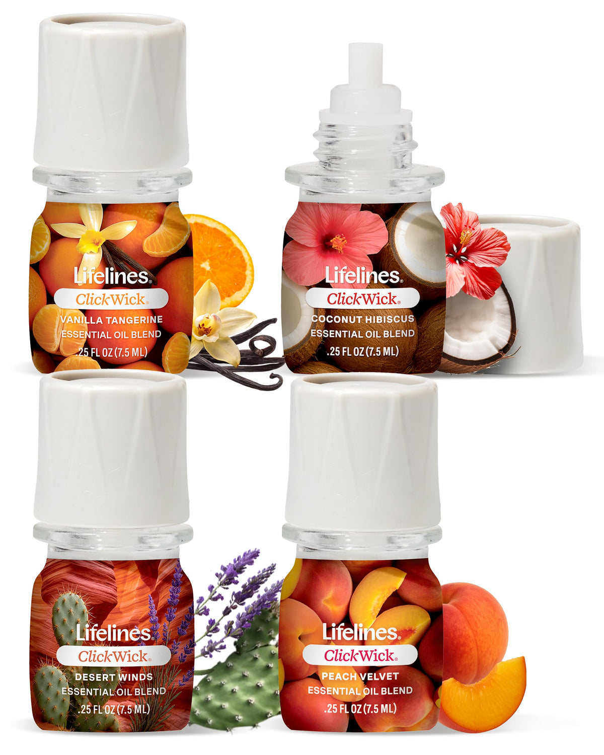 Lifelines ClickWick bottle inserted into diffuser base for seamless fragrance diffusion.