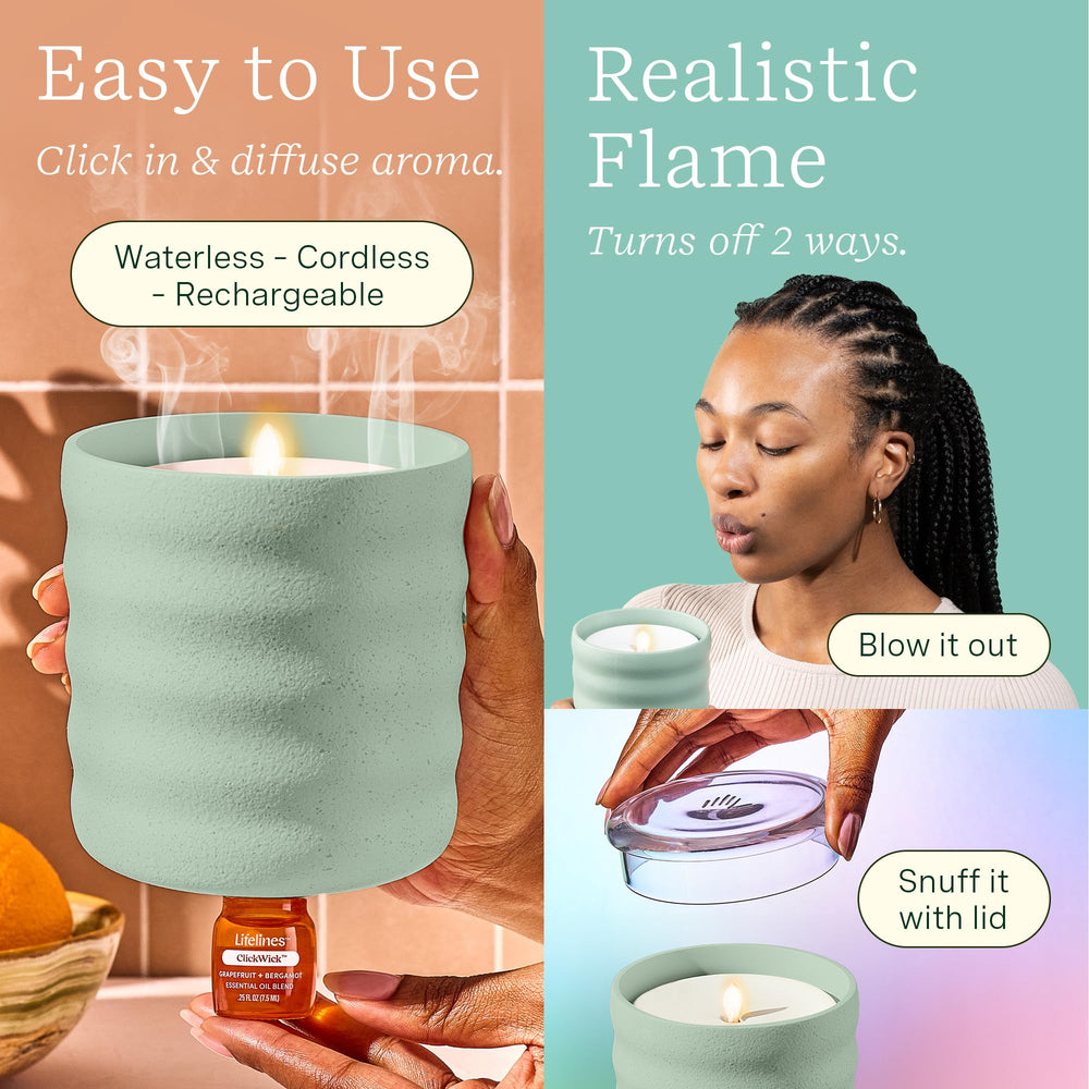 Lifelines diffuser base with ClickWick bottle ready to diffuse aroma