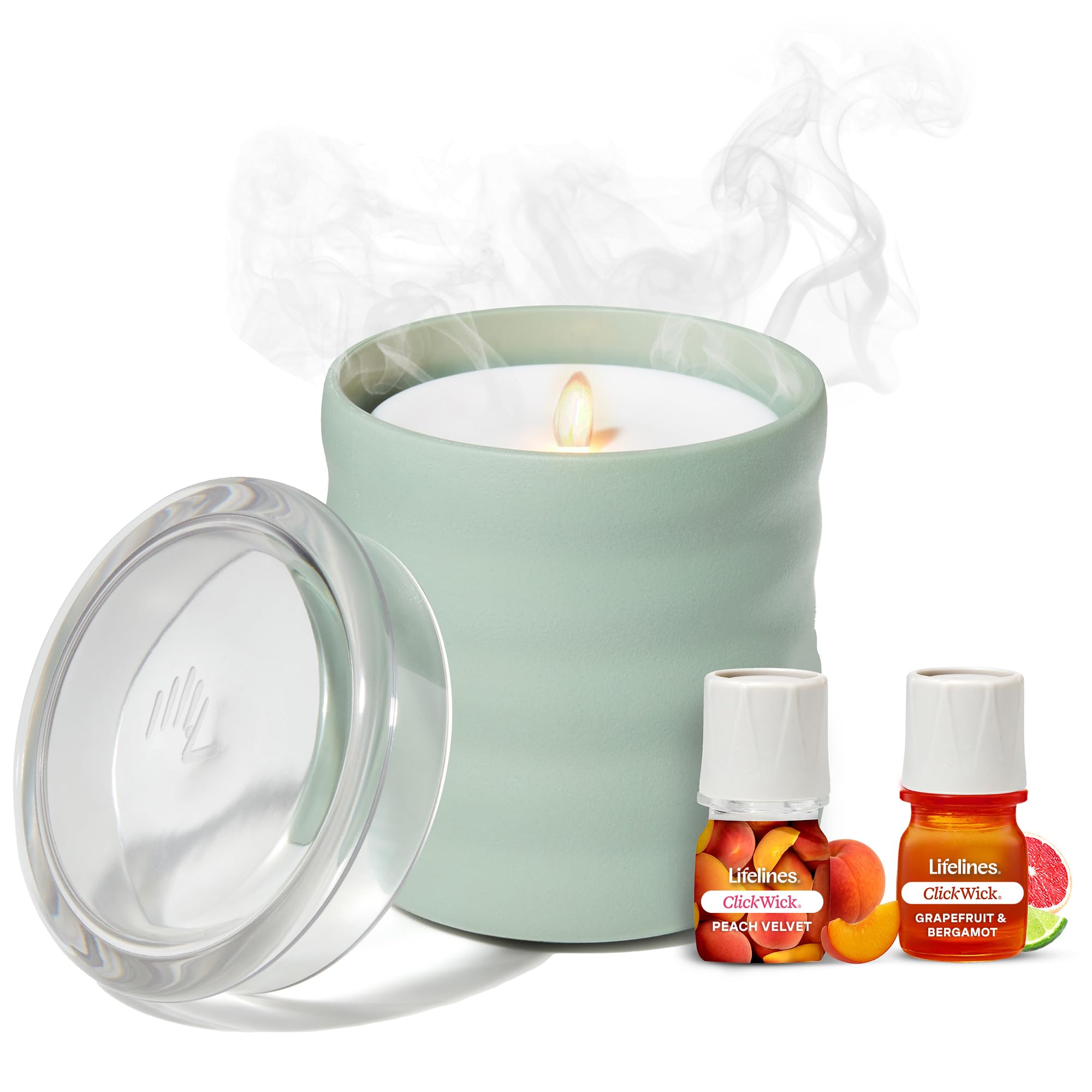 Lifelines flameless diffuser in green bubble, front view for cozy ambiance