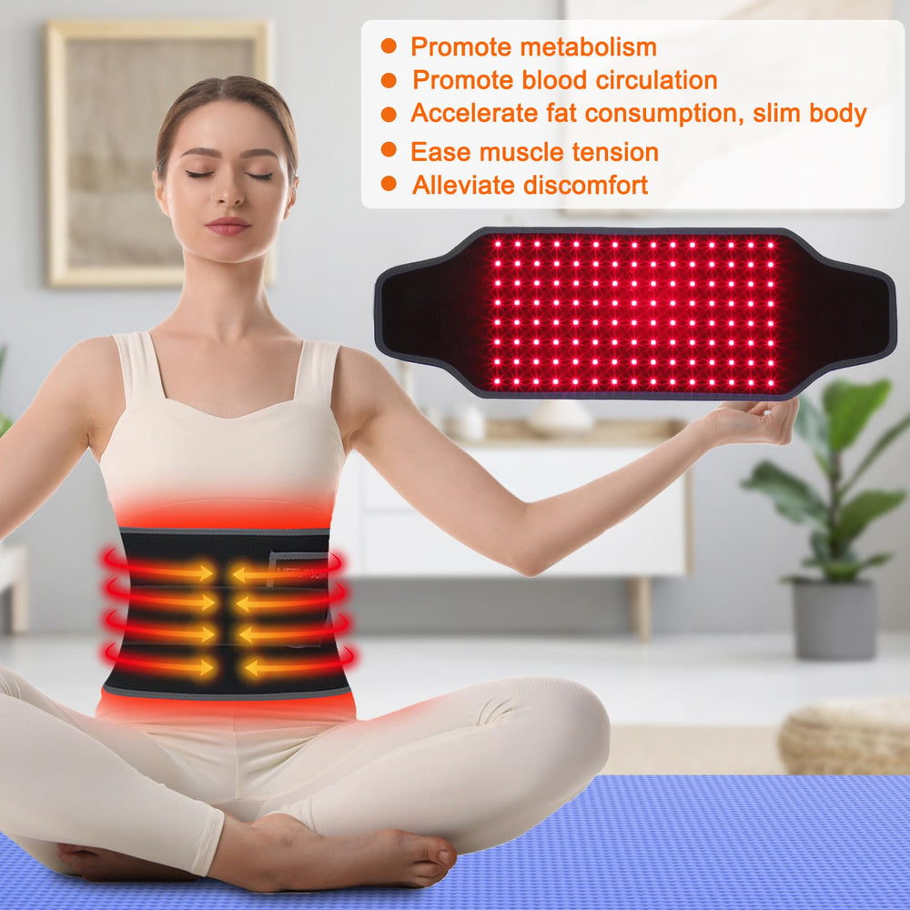 Generic LIFELT8UM belt close-up LEDs showing 660nm and 850nm for skin and muscle support