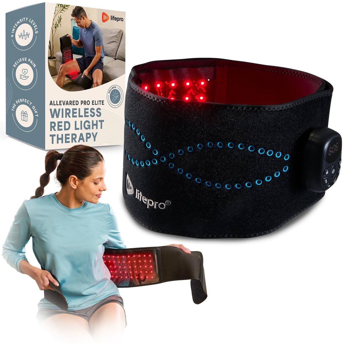 LifePro Allevared Belt back coverage in use for daily comfort