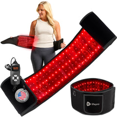 LifePro Allevared Belt worn at the waist for targeted warmth and wellness.