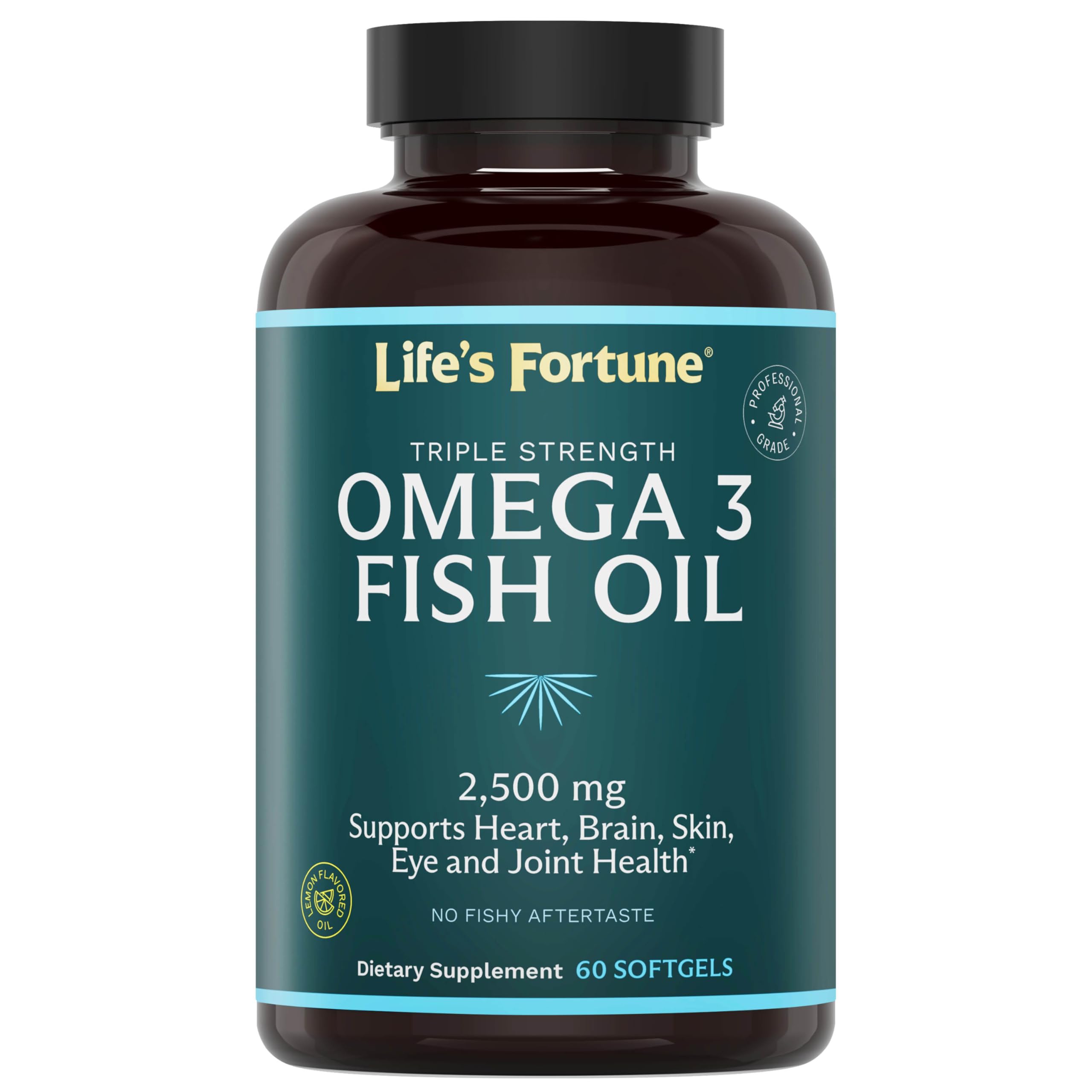 Life's Fortune Fish Oil bottle front showing high potency omega-3 for daily support.
