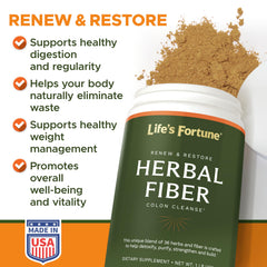 Life's Fortune Herbal Fiber Powder mixed in water provides a natural fiber boost.